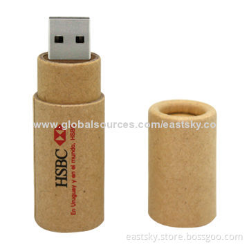 Promotional Recycled Paper drive, Made of Recycled Pressboard Material, Built-in Password Protection